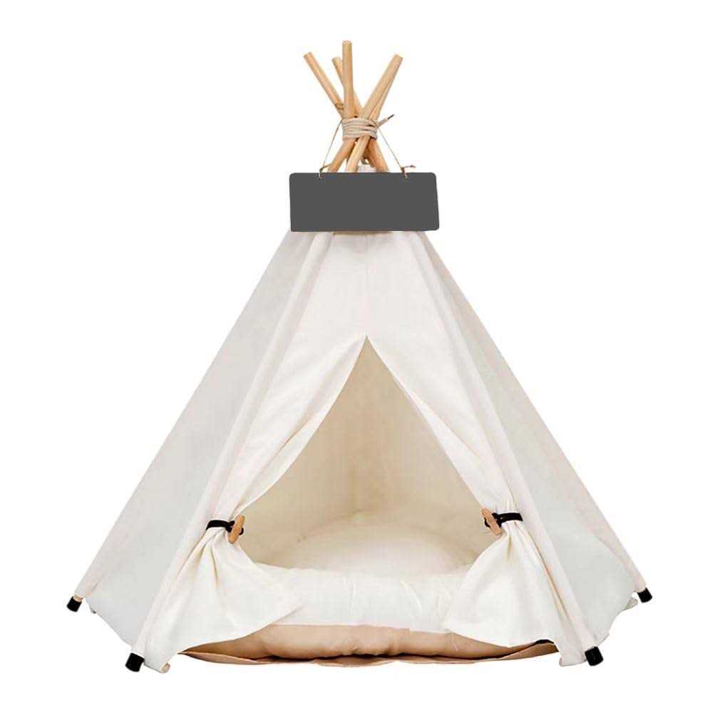 scnbom Pet Teepee Dog & Puppy Cat Bed Portable Houses with Thick Cushion for Pets Up to 20Lbs - Healthber