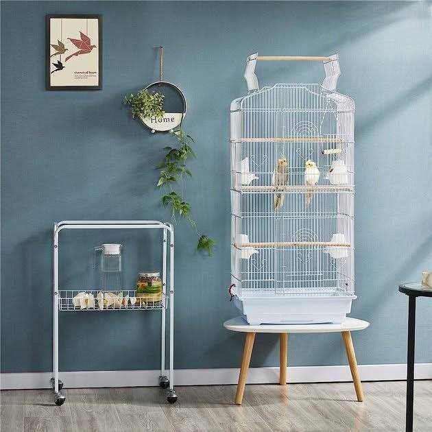 Yaheetech Open Top Metal Bird Cage Large Rolling Parrot Cage with Stand - Healthber
