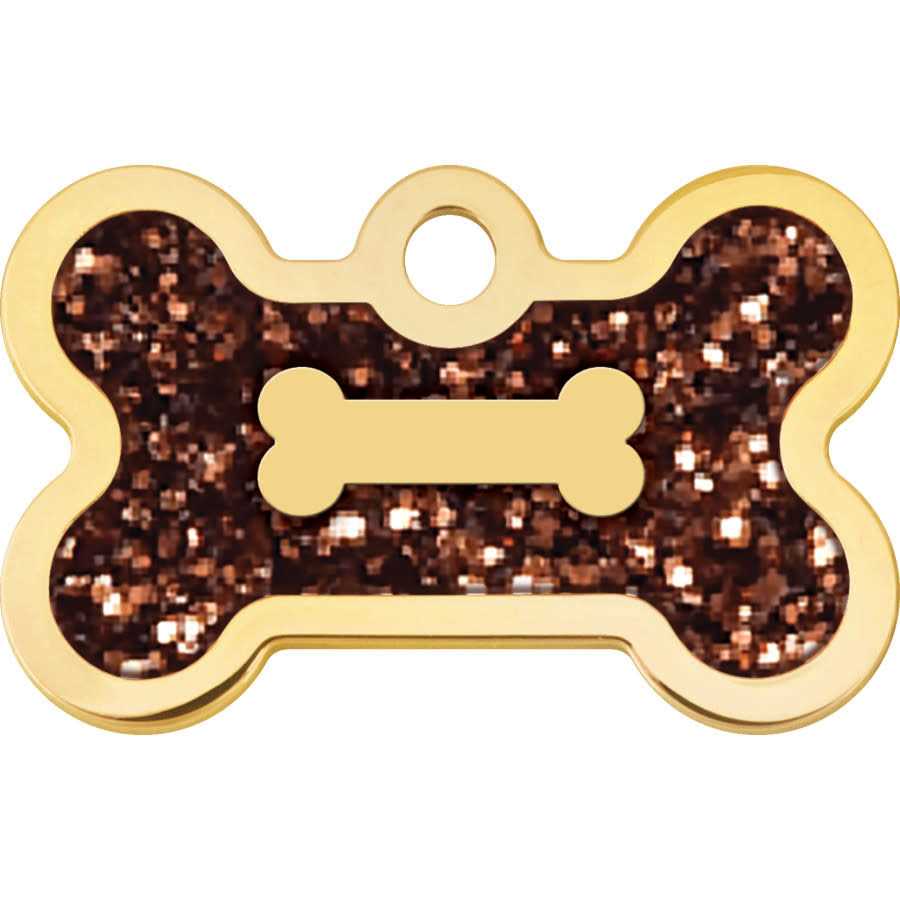 Quick-Tag Small Bone Shape Pet ID Tag with Gold Detail - Healthber