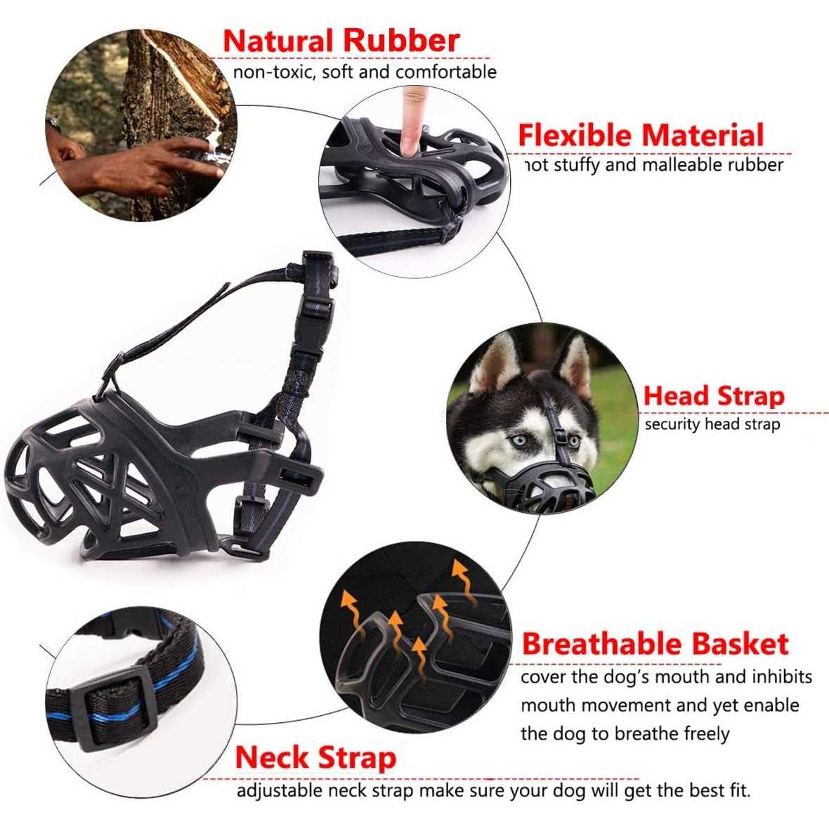 Mayerzon Dog Muzzle, Breathable Basket Muzzles for Small, Medium, Large and X-Large Dogs Biting, Barking and Chewing - Healthber