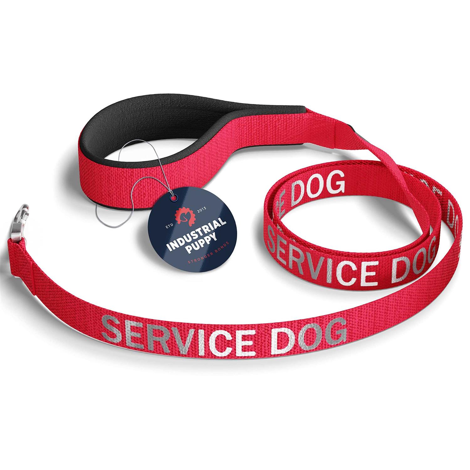 Industrial Puppy Emotional Support Dog Leash Wrap with Neoprene Handle and Reflective Emotional Support Lettering - Healthber