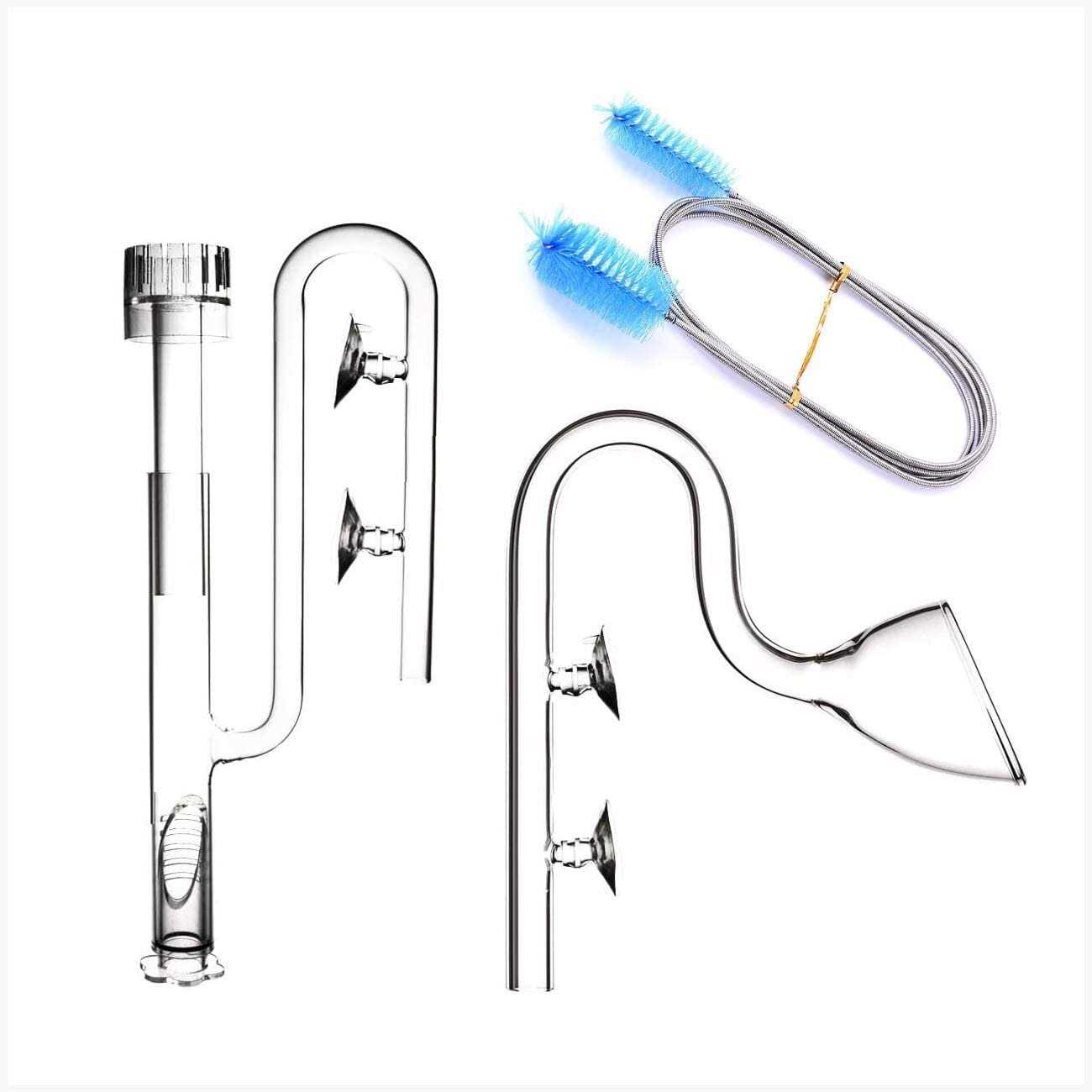 FZONE Aquatic Glass Lily Pipe Set with Lily Skimmer Inflow and Lily Outflow for Aquarium Filter 1/2” Tubing - Healthber