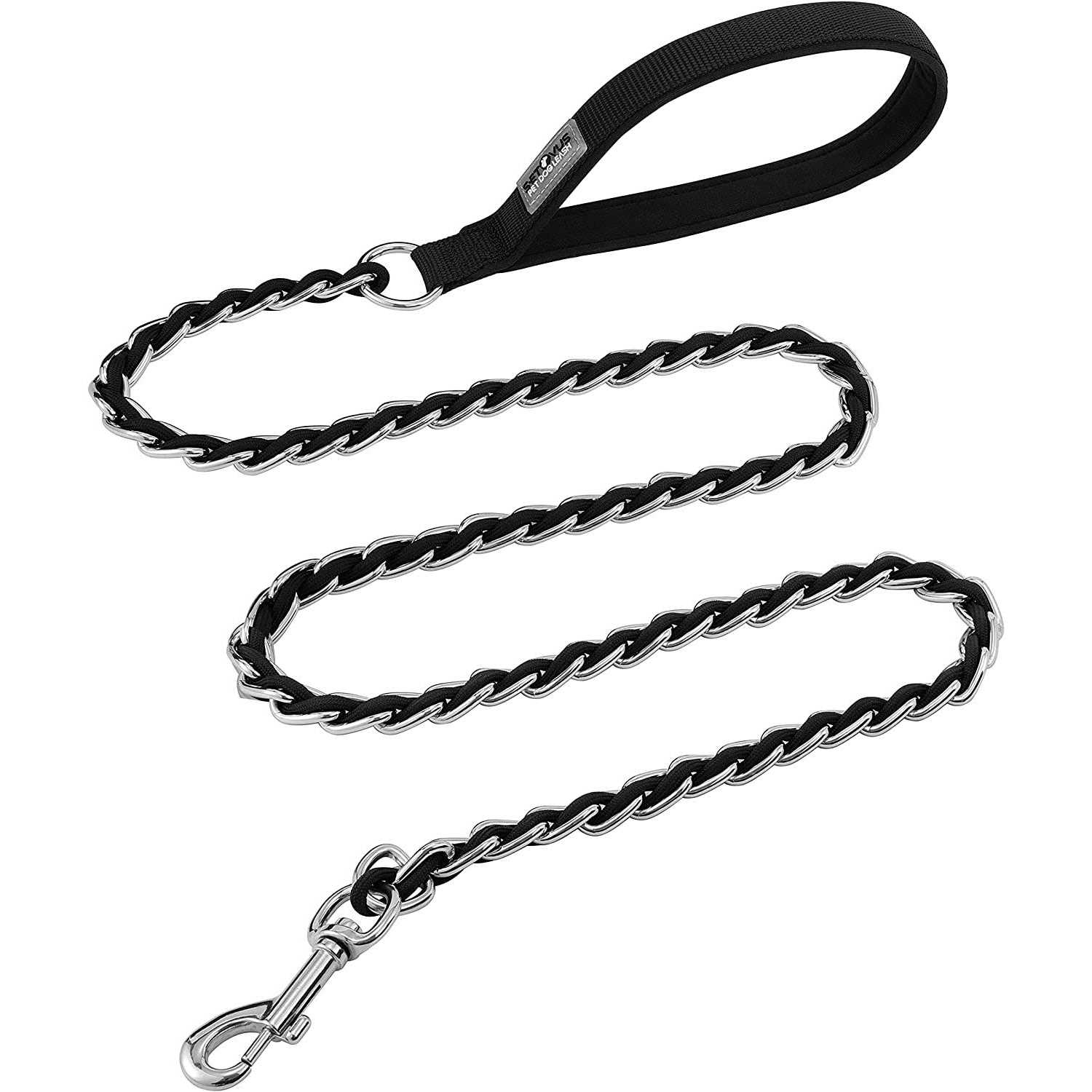 S-ETOVUS Chew Proof Metal Leash Chain Dog Leash for Medium Large Dogs Chain Link Dog Leash Anti Chew Strong Anti Bite Dog Leash Comfortable Soft Padded - Healthber