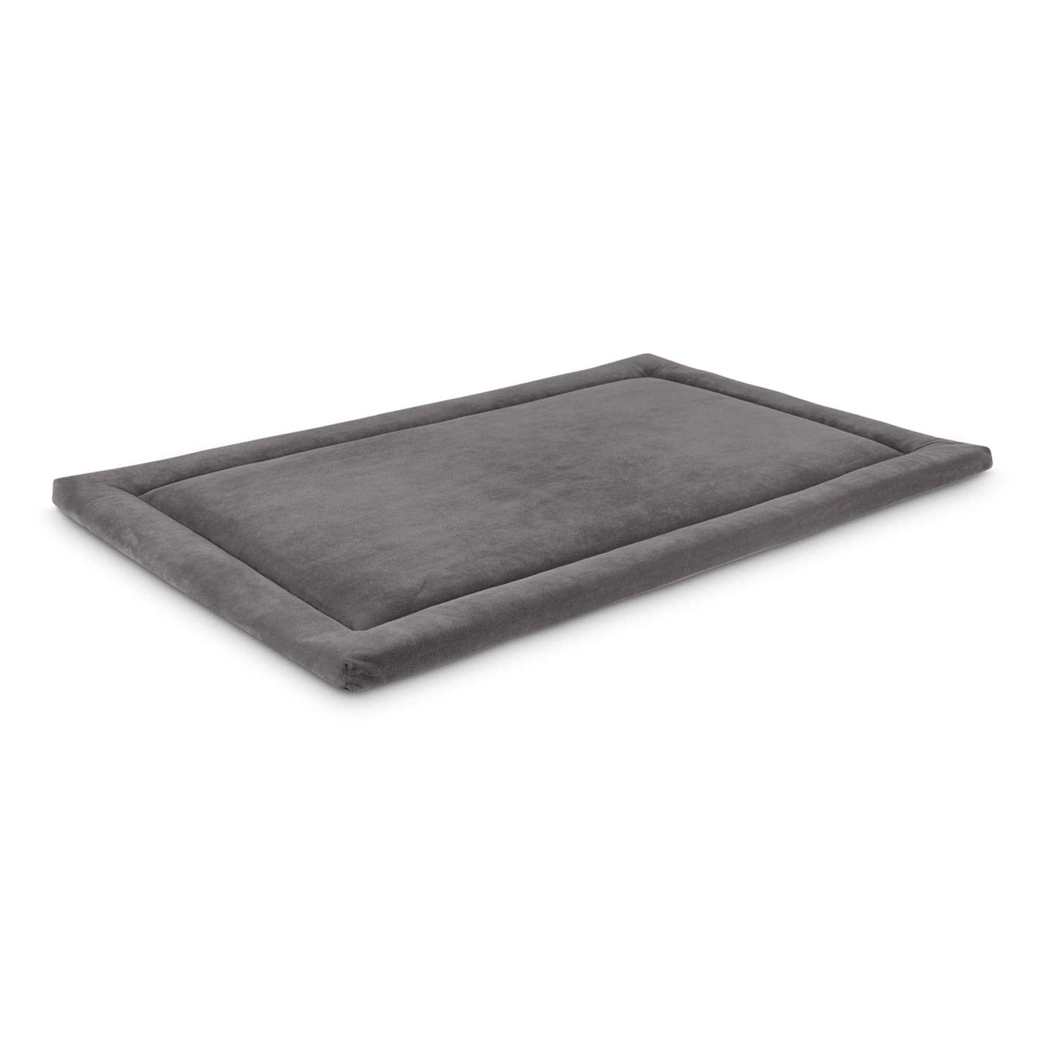 EveryYay Essentials Happy Place Dark Grey Velvet Dog Crate Mat and Pet Bed - Healthber