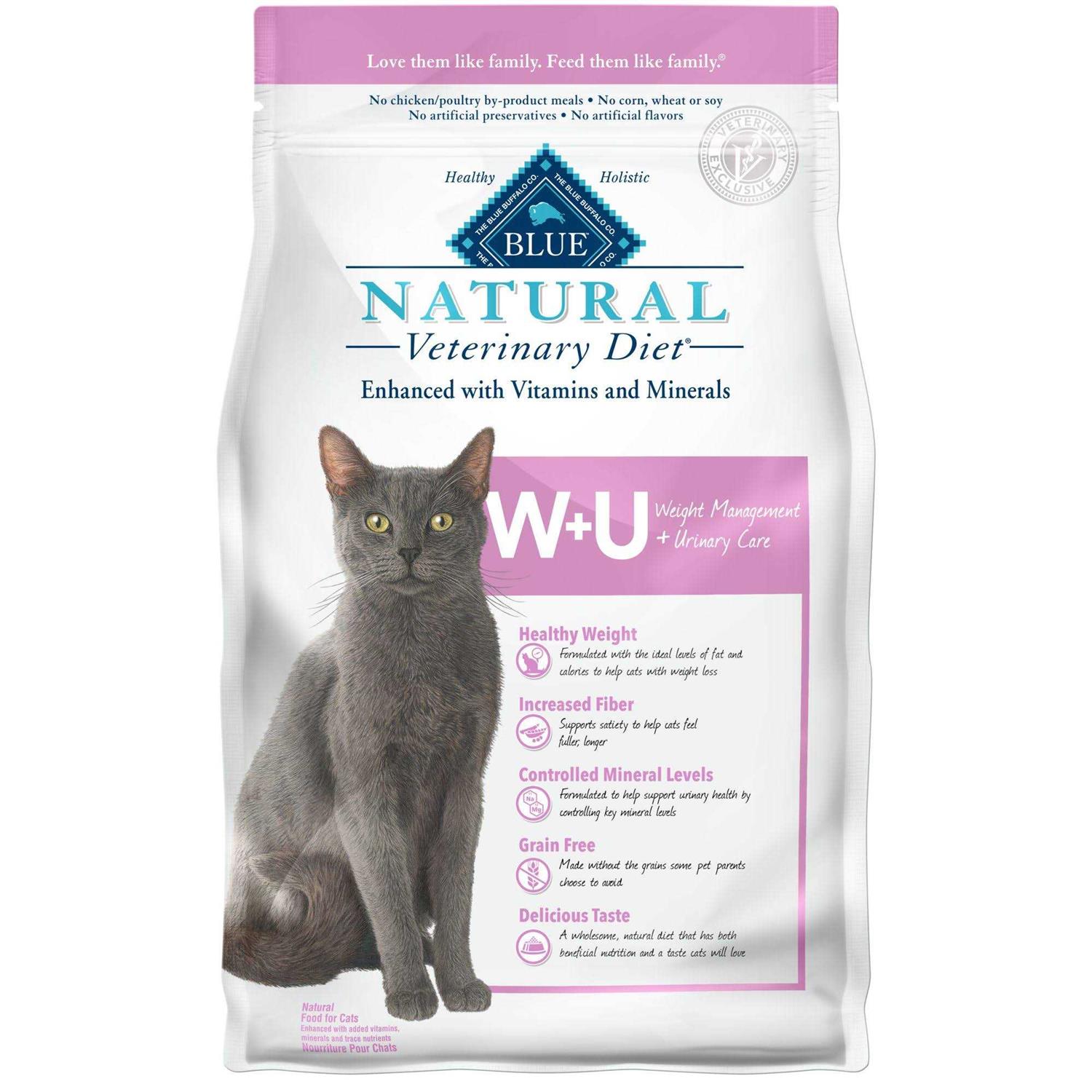 Blue Buffalo Natural Veterinary Diet W+U Weight Management + Urinary Care Dry Cat Food - Healthber