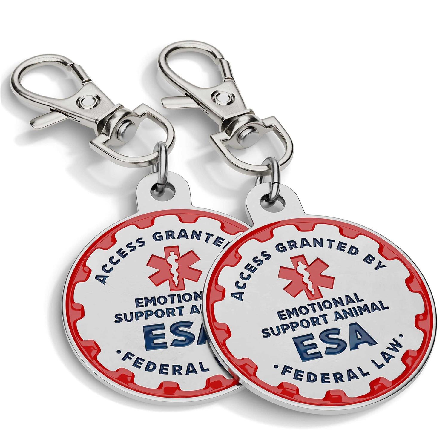 Industrial Puppy Emotional Support Dog Tag, 2 Pack Metal Pet ID Tags for Emotional Support Dogs, ESA, and Therapy Dogs - Healthber