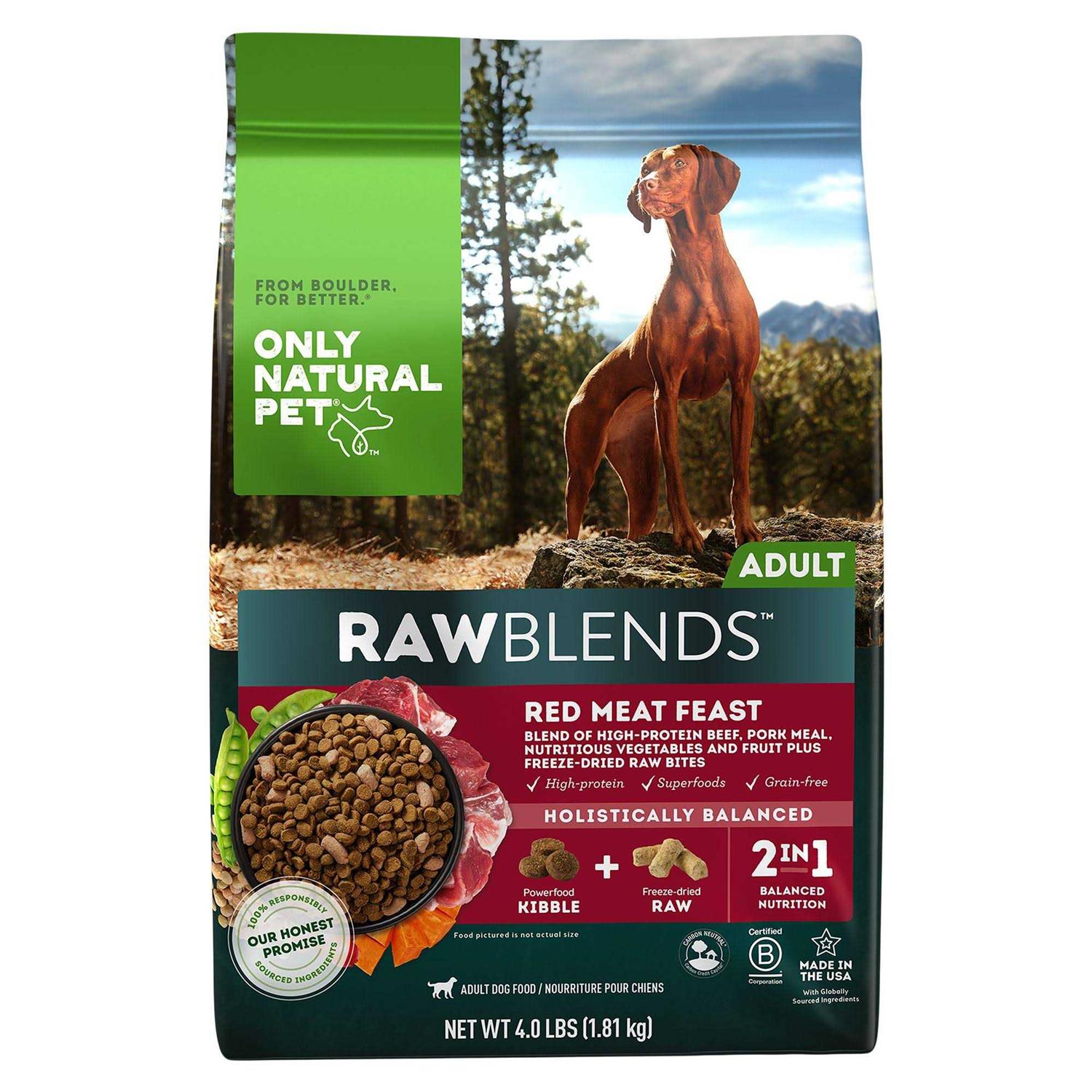 Only Natural Pet RawBlends Adult Dry Dog Food Red Meat High-Protein - Healthber