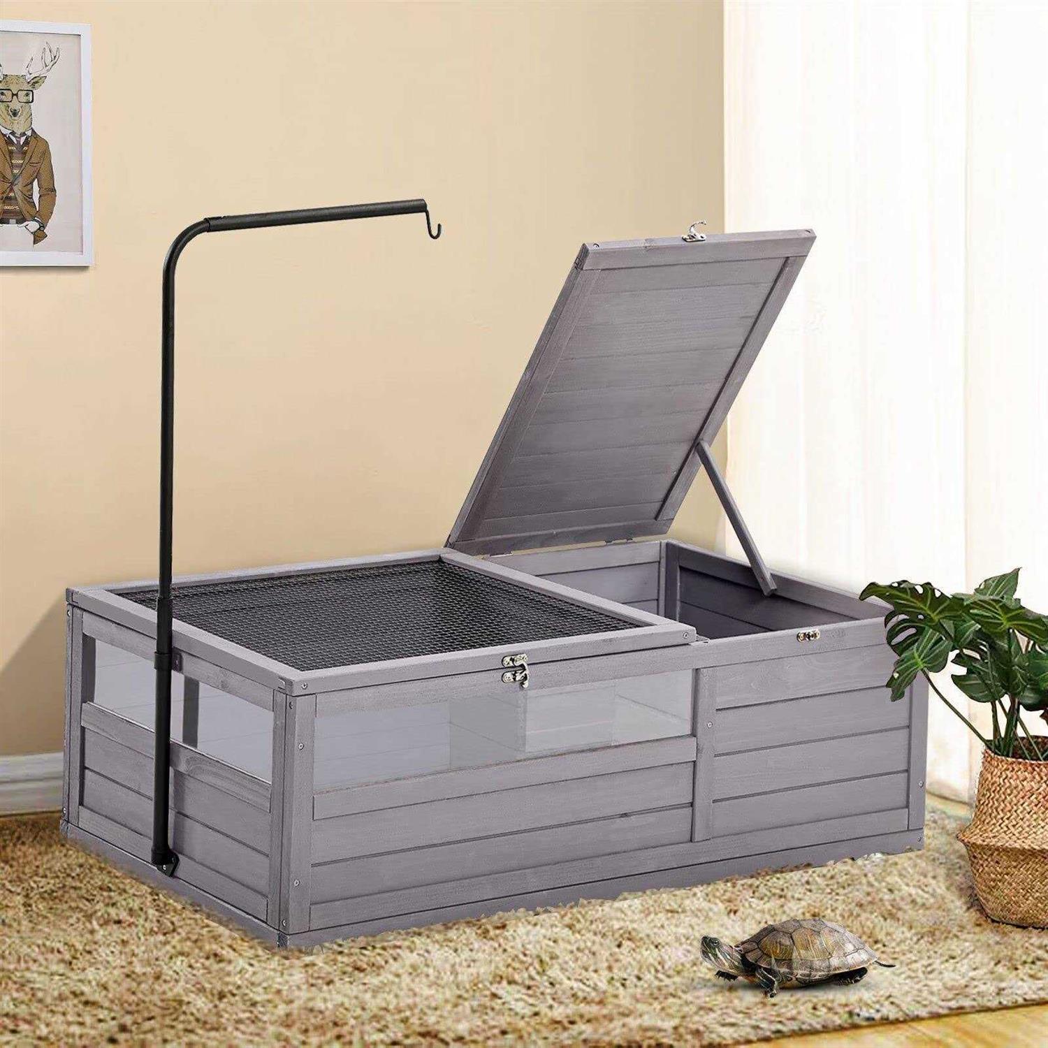 GUTINNEEN Tortoise Cage Large Tortoise Habitat with Light Support Frame - Healthber