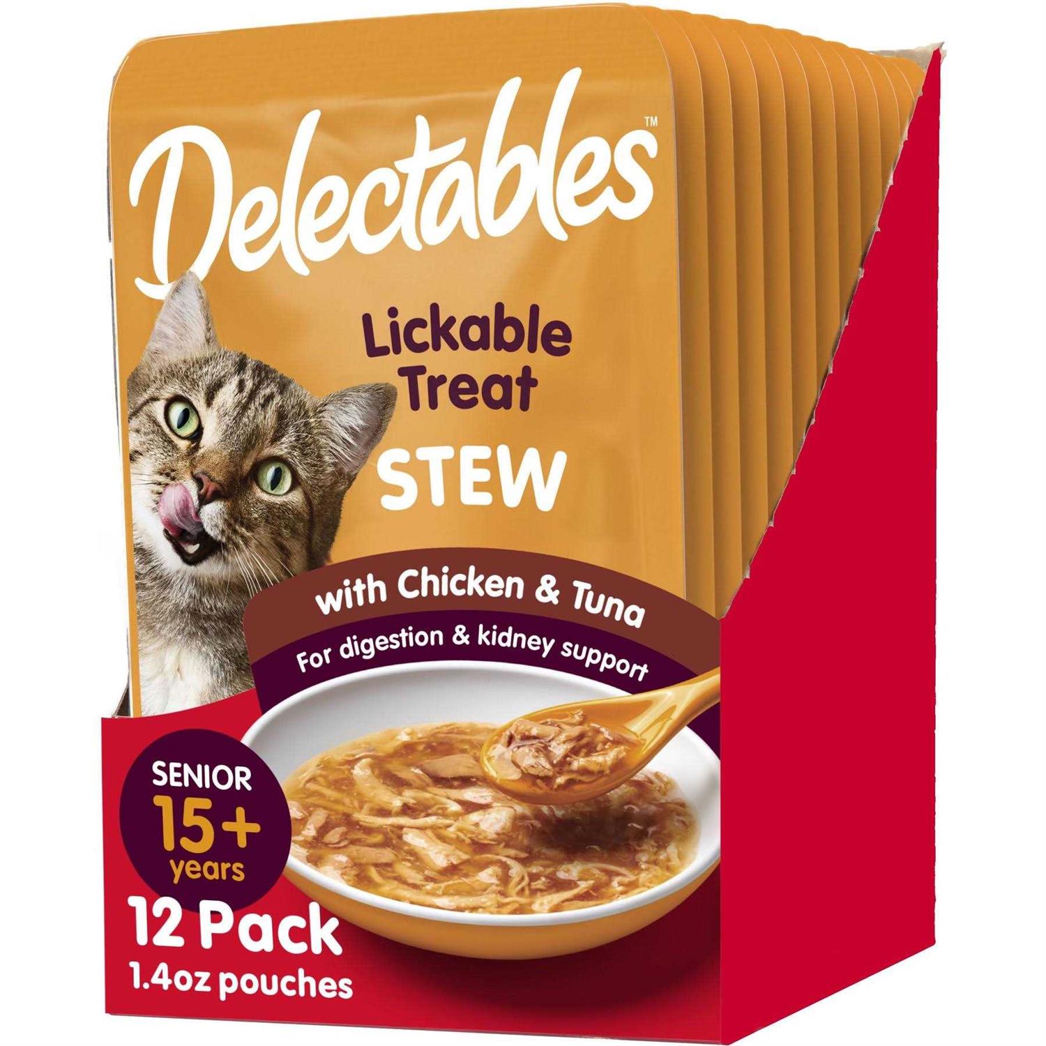 Hartz Delectables Stew Senior Chicken & Tuna Lickable Cat Treats - Healthber
