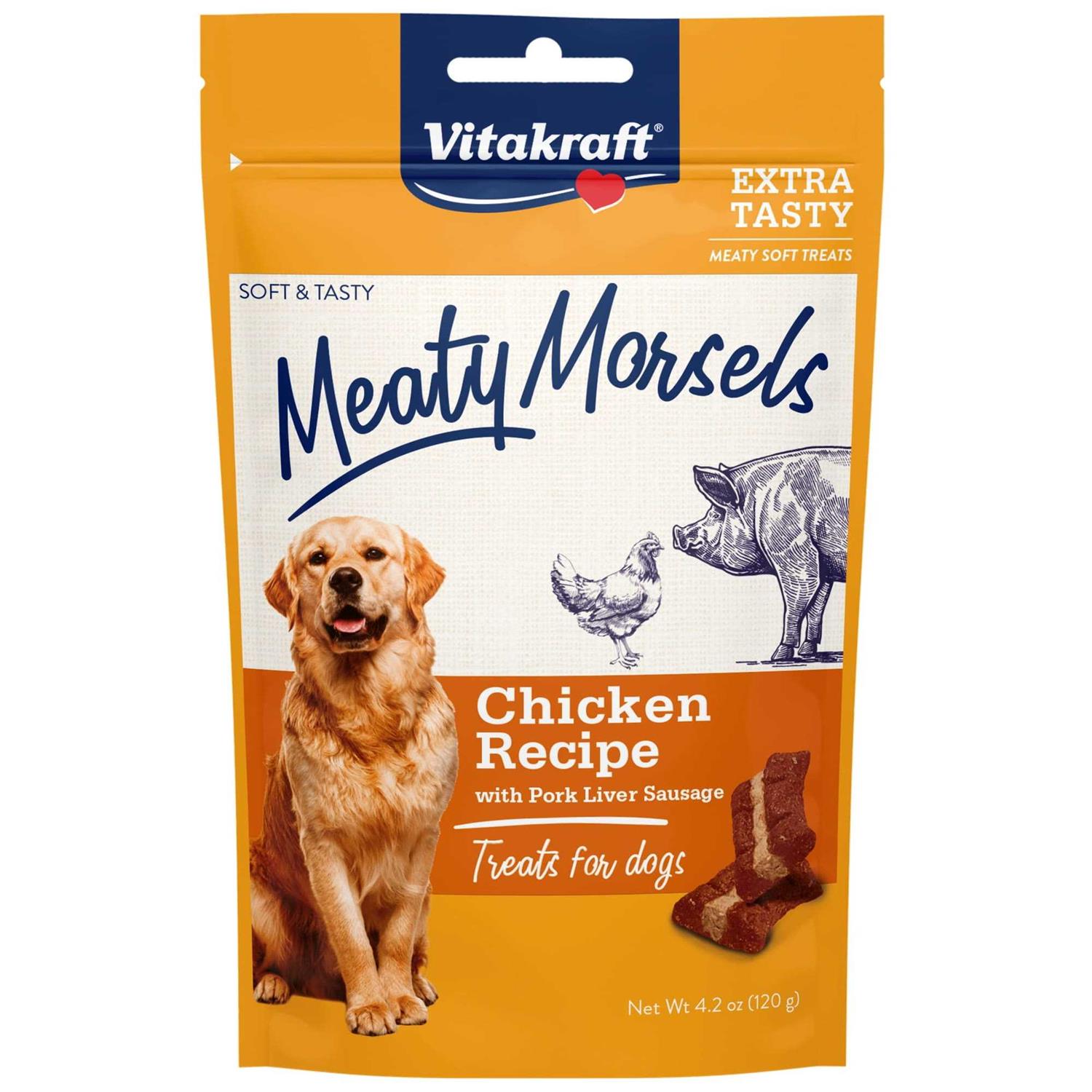 Vitakraft Meaty Morsels Chicken Recipe with Beef & Carrots Dog Treat Mini - Healthber