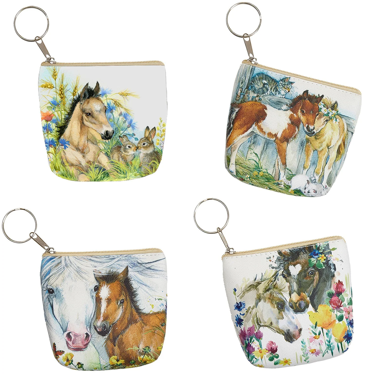 Equestrian Zippered Coin Purse Keychain - Healthber