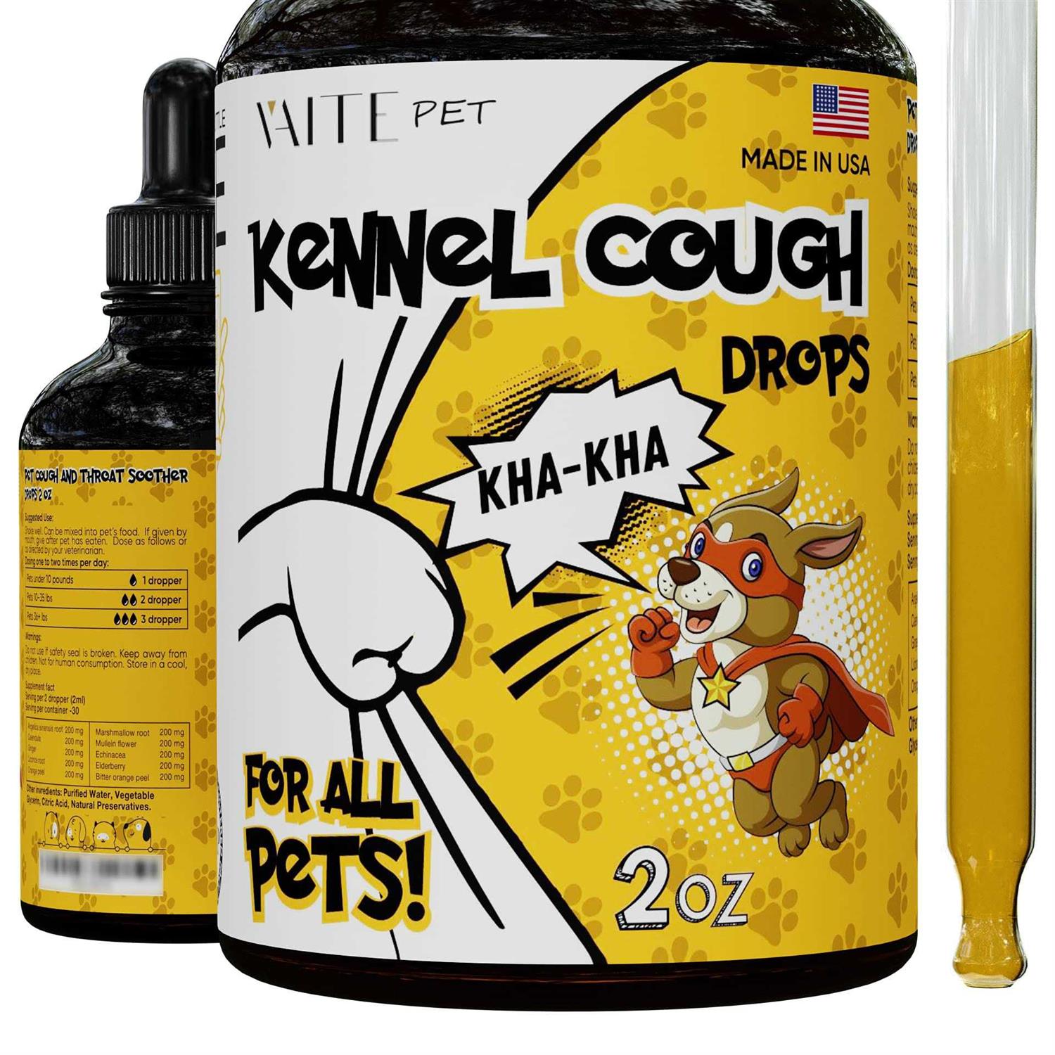 TwoFurFinds Kennel Cough Herbal Drops for Dogs & Cats Cough Relief Throat Soother - Healthber
