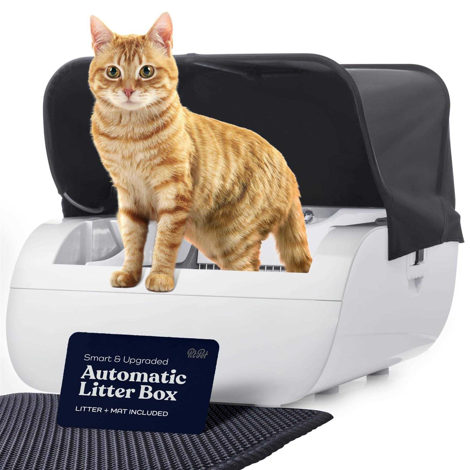 Smart Automatic Cat Litter Box Self Cleaning Cat Litter Box with Built in Odor Eliminator -Works with Clumping Cat Litter - Healthber