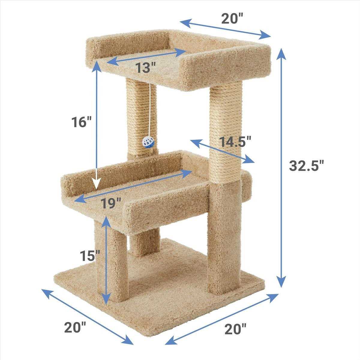 Frisco 32-in Real Carpet Wooden Cat Tree with Toy - Healthber