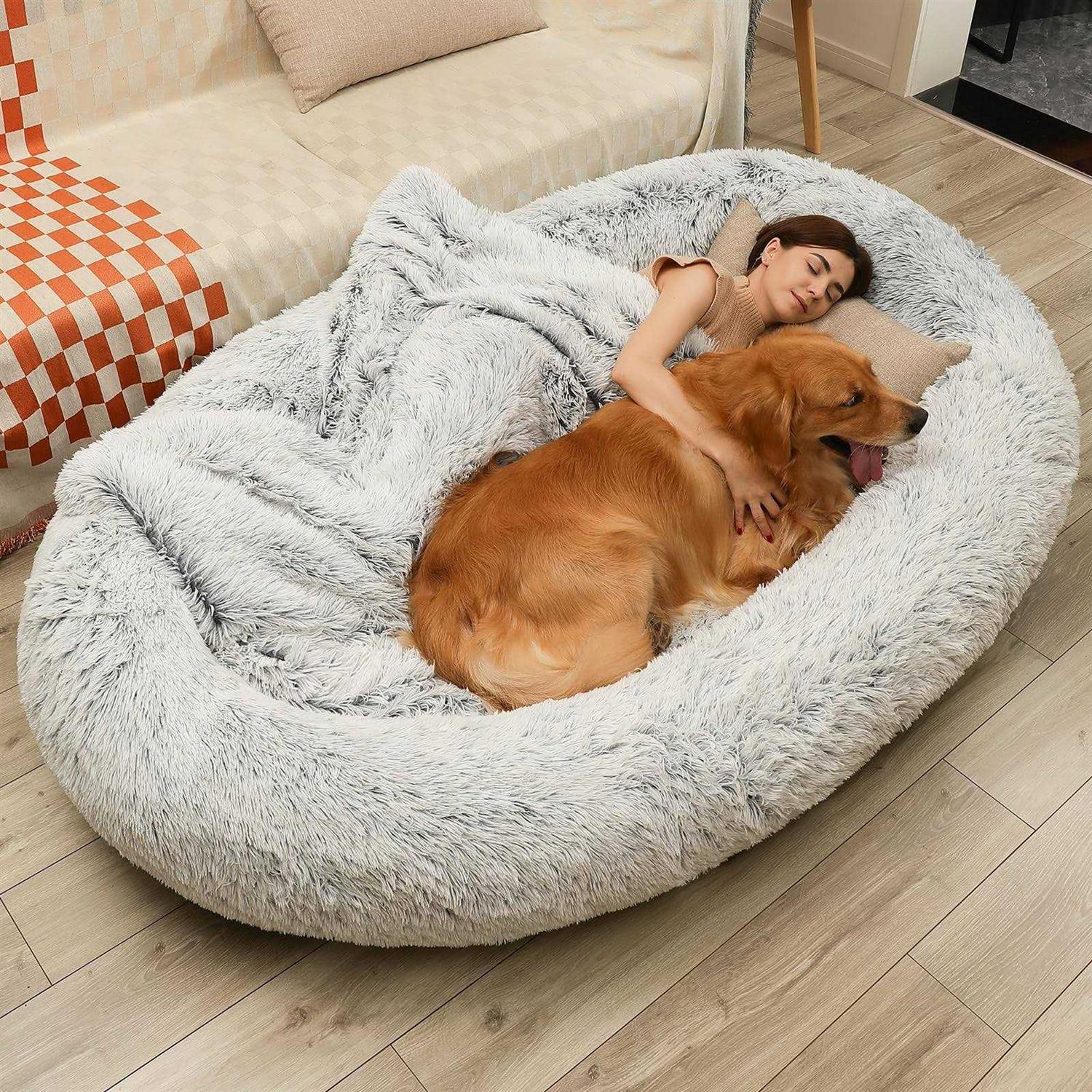 Human Dog Bed 75 L * 50 W * 14 Th Dog Beds for Large Dogs Giant Dog Bed Human Size Dog Bed for People 30D Sponge Bean Bag Bed Detachable - Healthber