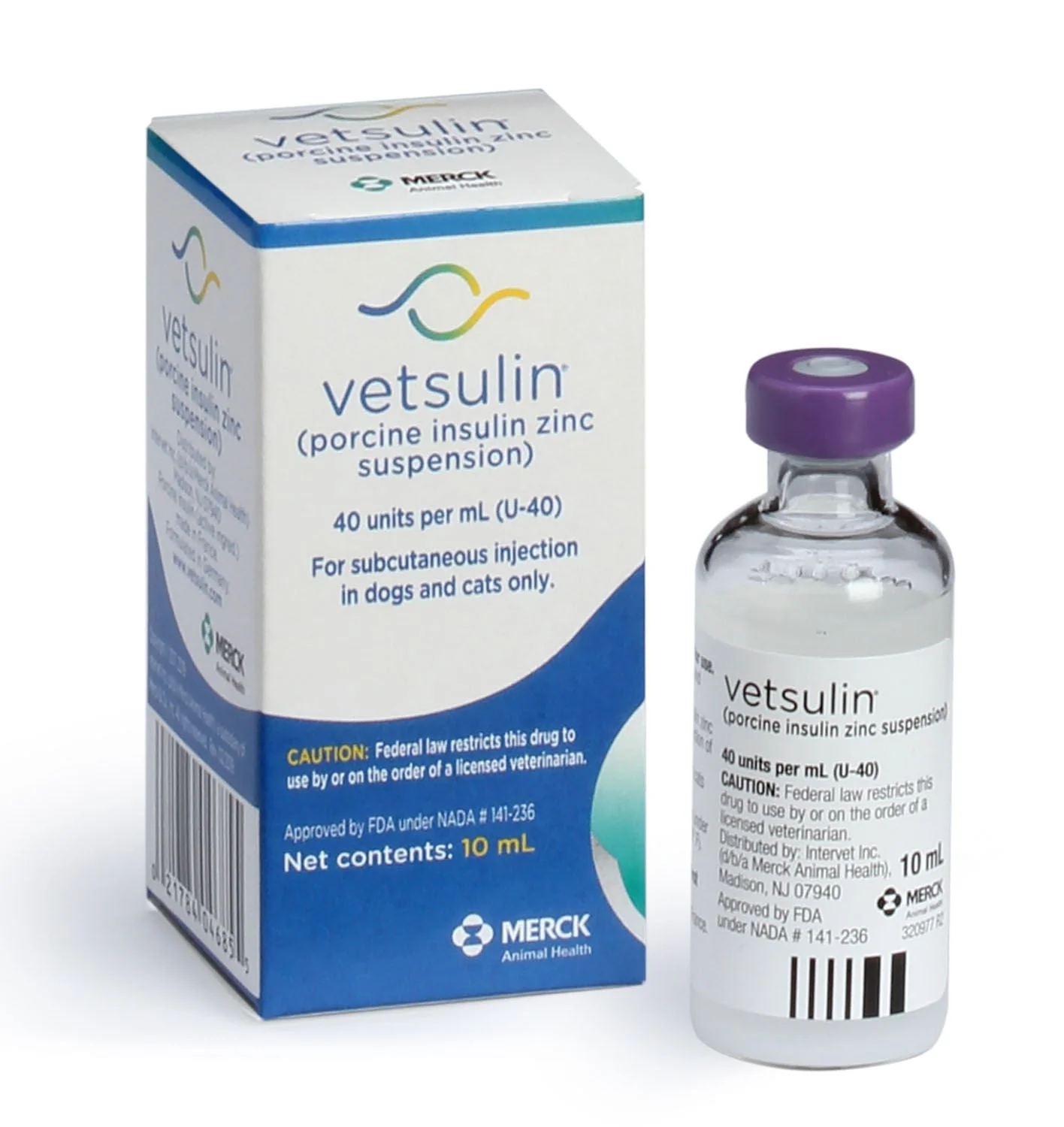 Rx Vetsulin (porcine insulin zinc suspension) for Dogs & Cats, 40 units/mL Injectable, 10 mL - Healthber
