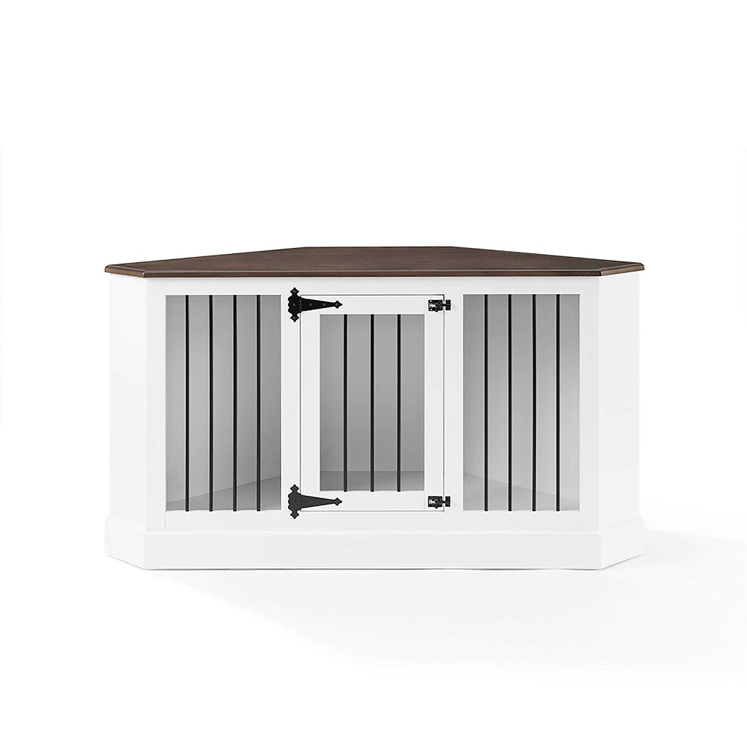 Crosley Winslow White Corner Credenza Dog Crate - Healthber