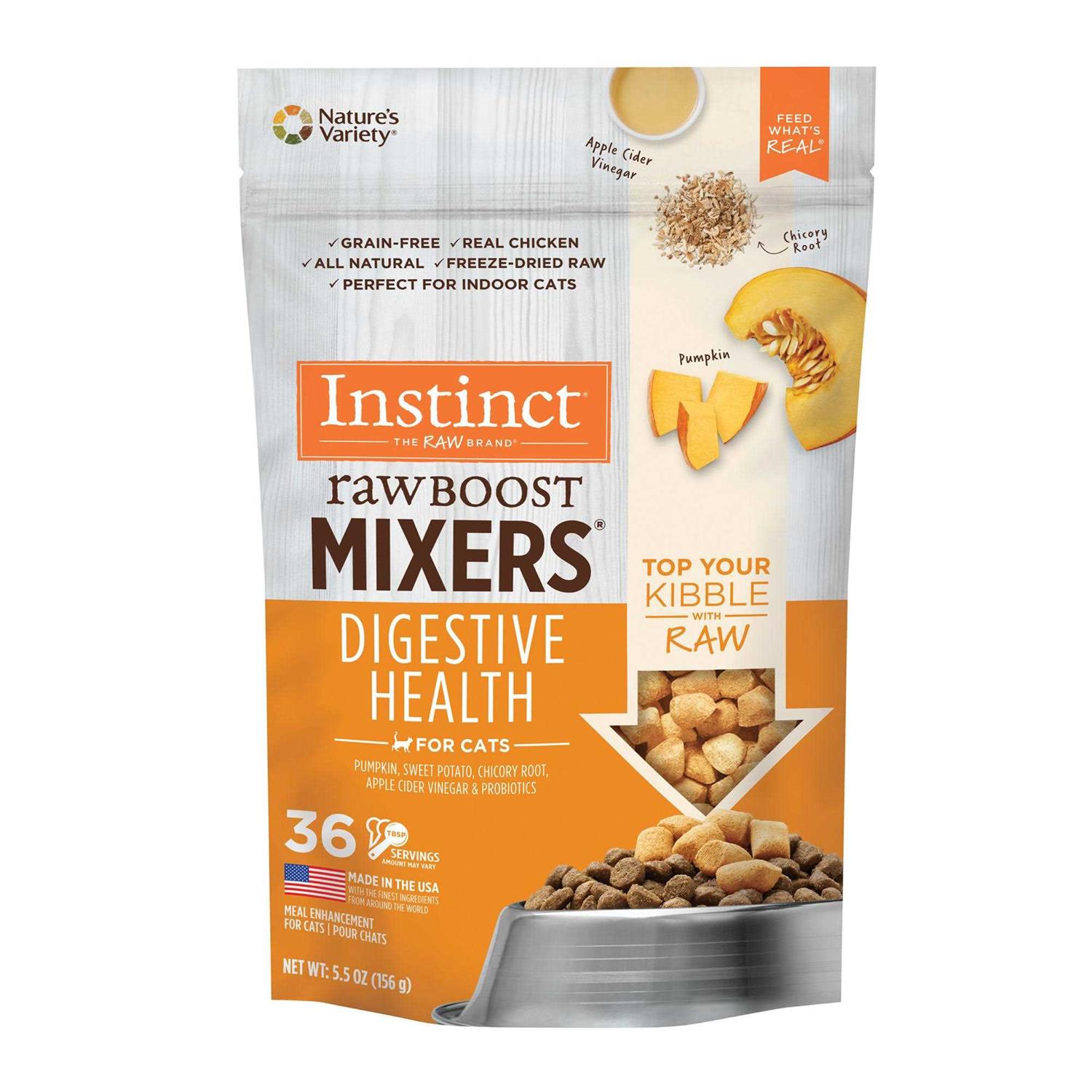 Instinct Freeze Dried Raw Boost Mixers Grain Free Digestive Health Recipe Cat Food Topper - Healthber