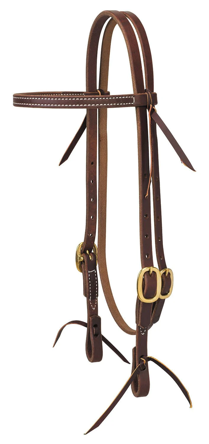 Weaver Oiled Harness Leather Browband Horse Headstall, Full - Healthber