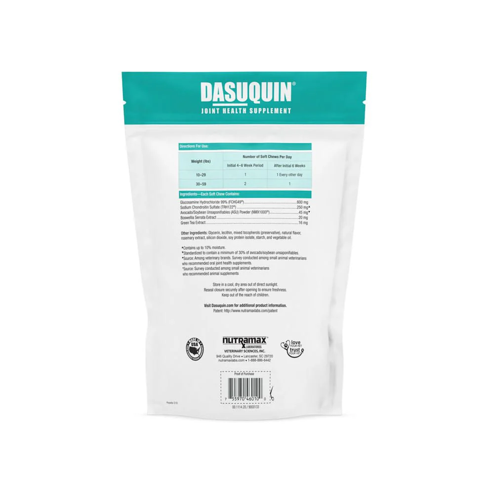 Nutramax Dasuquin for Dogs, Joint Health Supplement, Glucosamine, Chondroitin, ASU and More, Soft Chews - Healthber