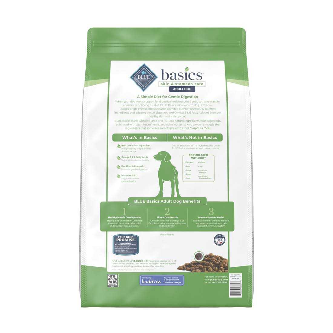 Blue Buffalo Basics Skin & Stomach Care Grain Free Adult Dry Dog Food Lamb & Potato - Healthber