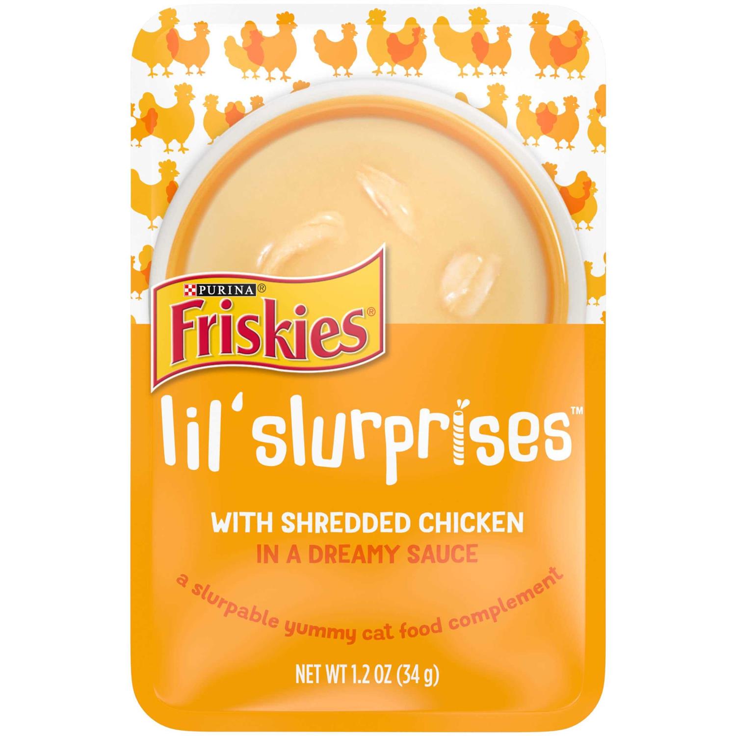 Friskies Lil Slurprises Shredded Chicken in Sauce Wet Cat Food Complement - Healthber