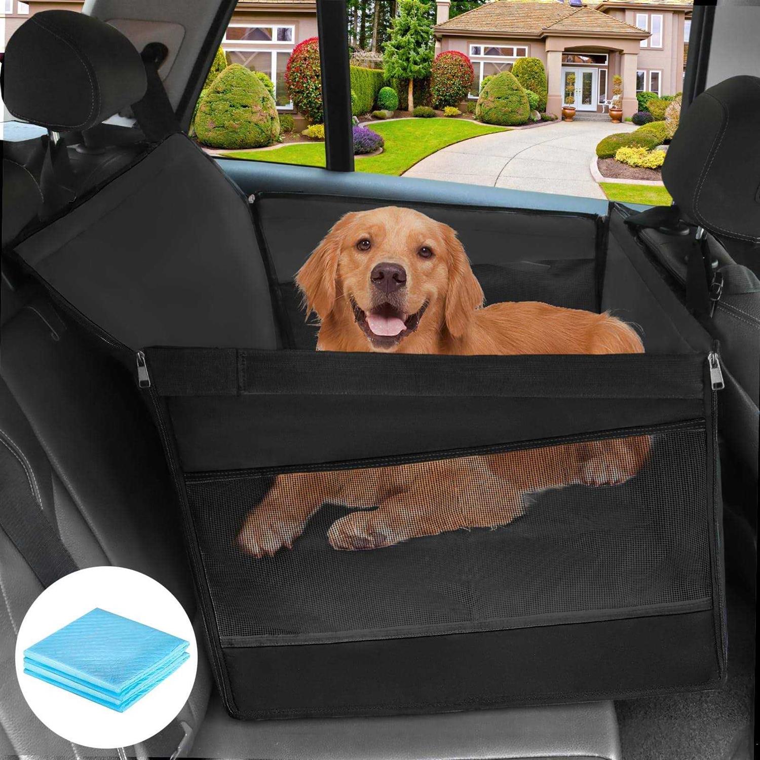 ELEGX 29.5 Extra Large Dog Car Seat,for Up to 65 lbs or 2 Small Dogs,Dog Booster Car Seat,Seat Extender for Dogs,Ventilated and Breathable,with 4 - Healthber