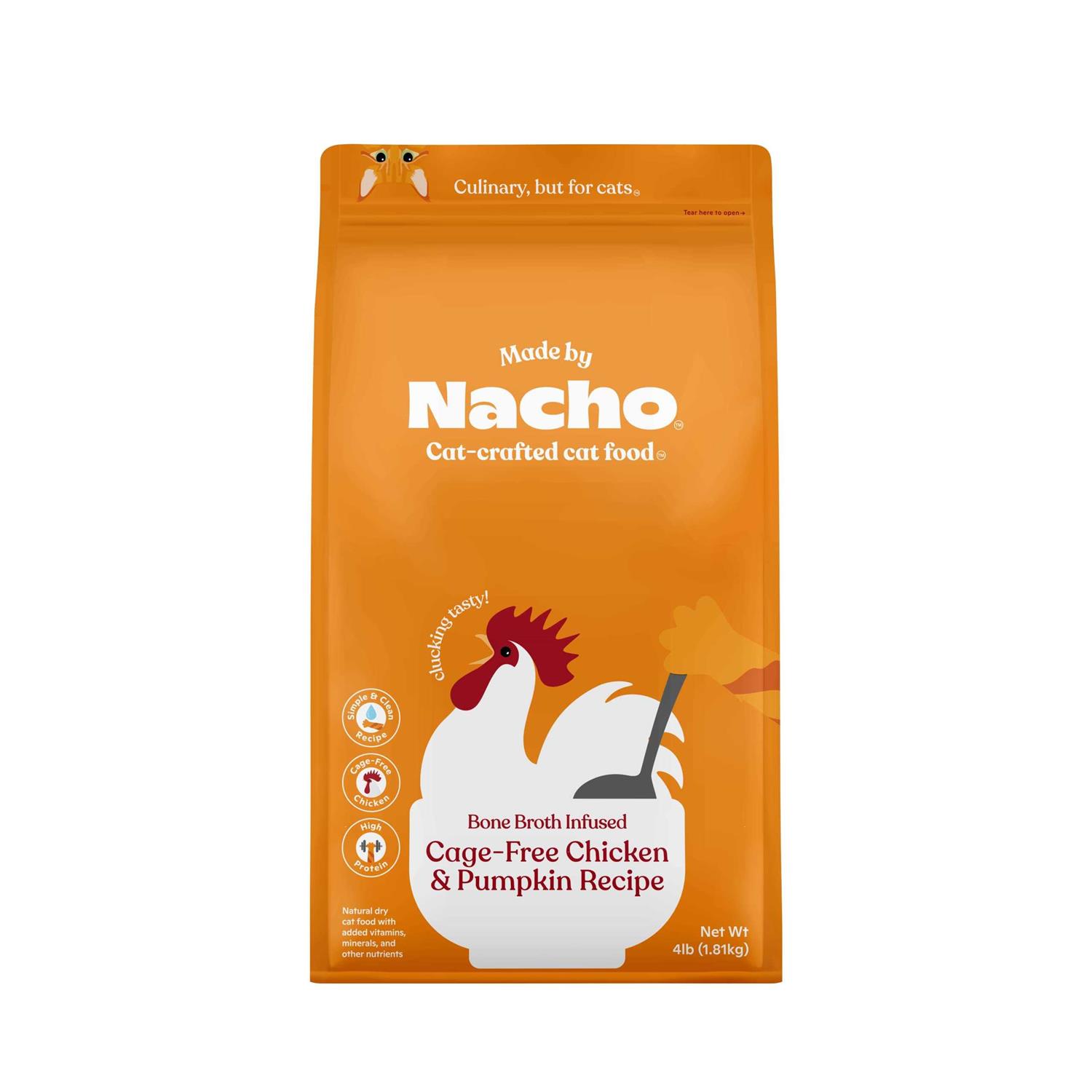 Made by Nacho Bone Broth Infused Cage-Free Chicken & Pumpkin Recipe Dry Cat Food - Healthber