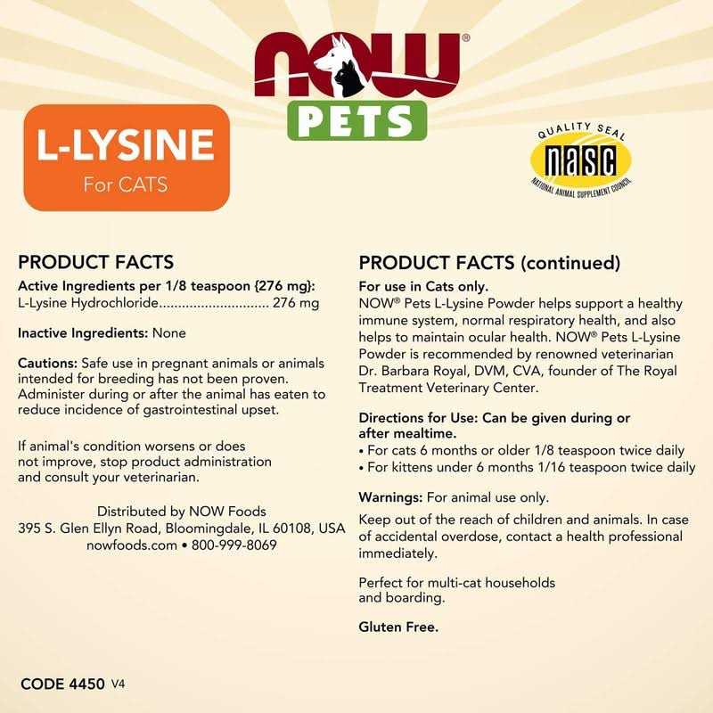 Now Pets L-Lysine Powder for Cats - Healthber