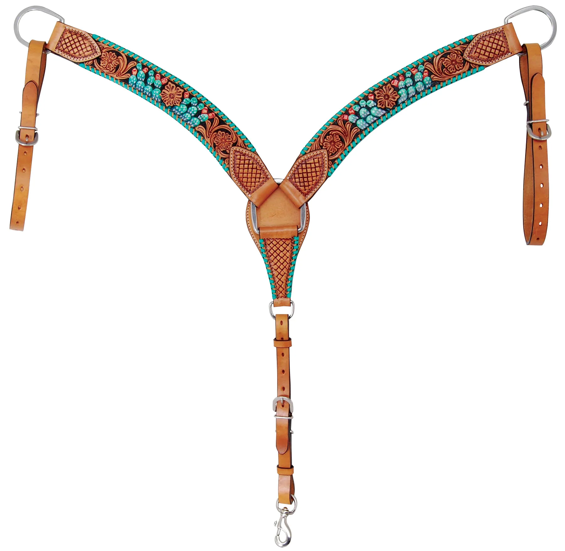 Rafter T Painted Cactus Breast Collar, Horse - Healthber