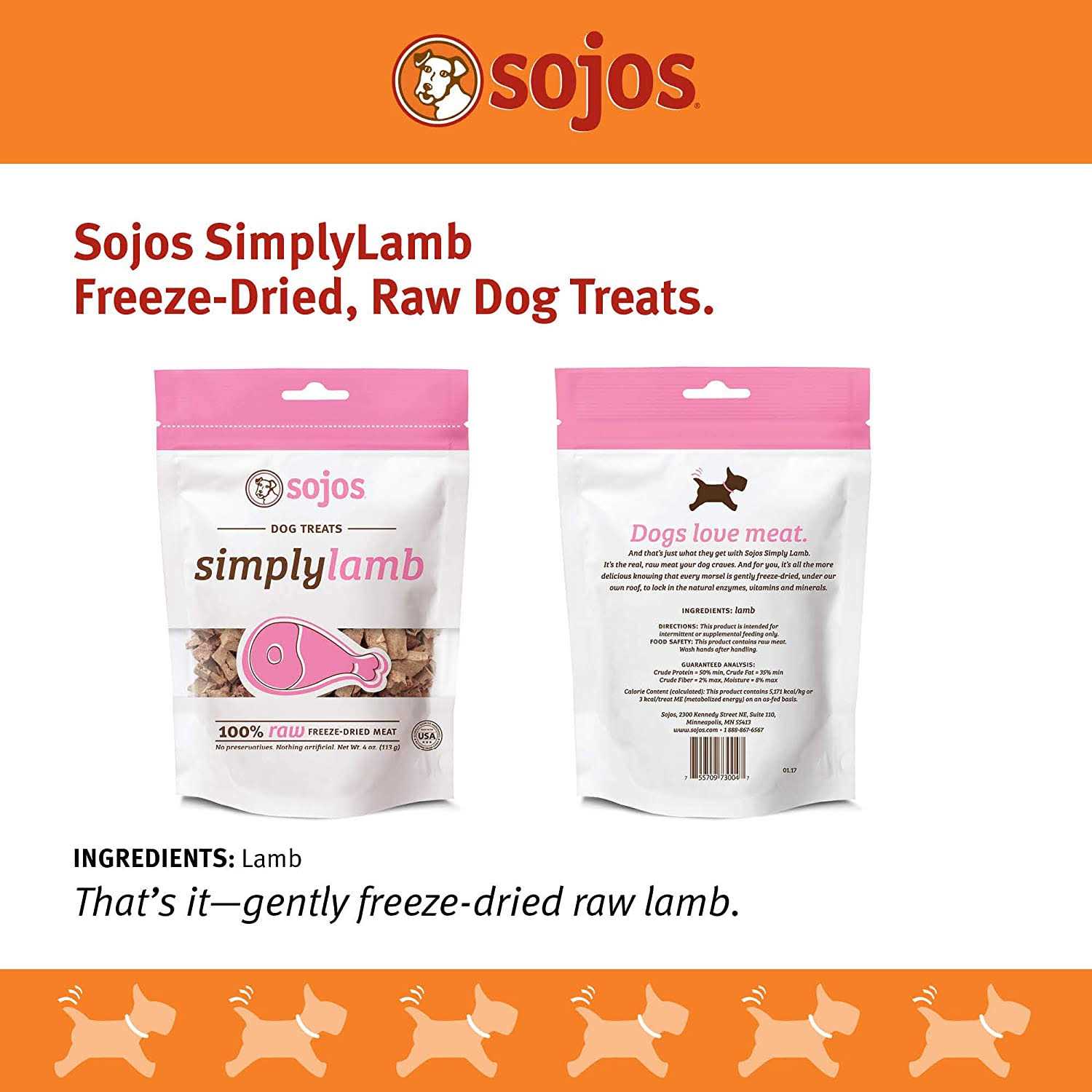 Sojos Simply Lamb Freeze Dried Dog Treats - Healthber