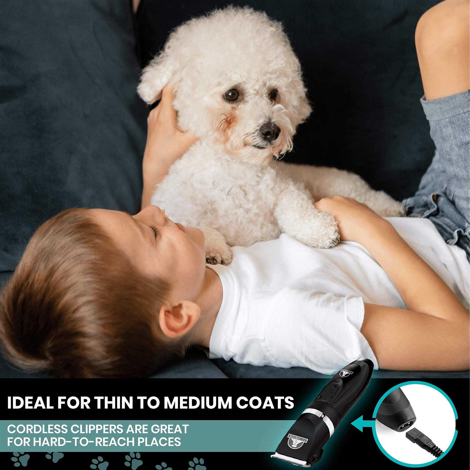 Pet Union Professional Dog Grooming Kit Cordless Low Noise Dog Clippers for Grooming Thick Coats - Healthber