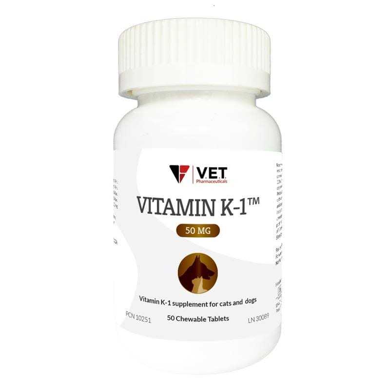 V.E.T. Pharmaceuticals Vitamin K1 50 mg 50 Chewable Tablets - Healthber