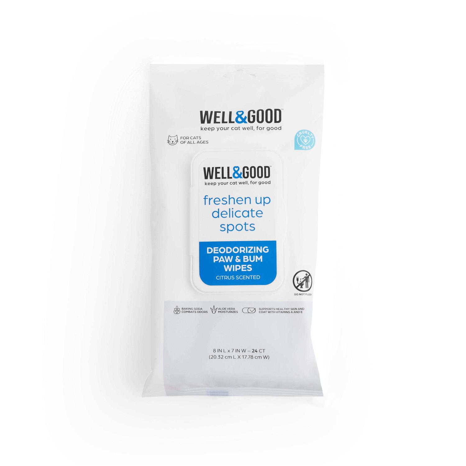 Well & Good Deodorizing Paw and Bum Wipes - Healthber