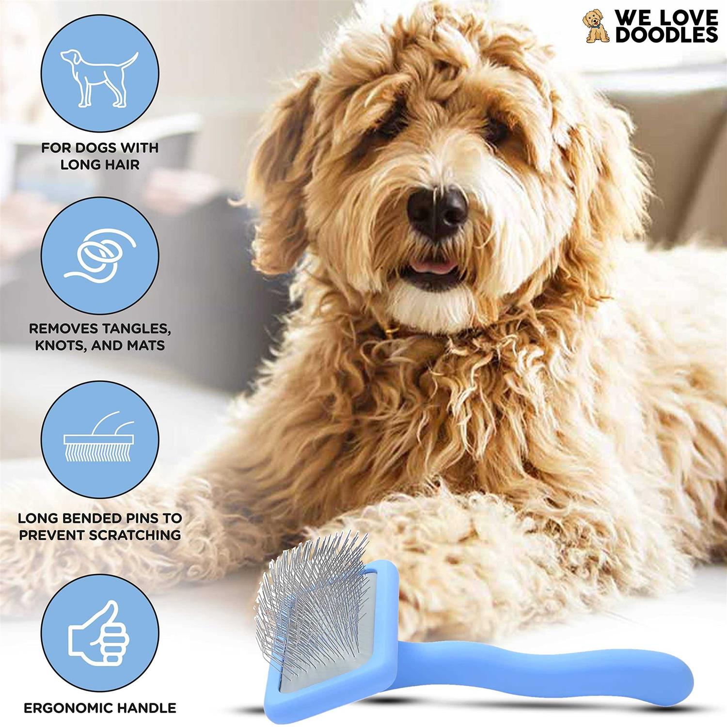 We Love Doodles Dog Slicker Brush Dog Doodle Brush for Grooming Pet Hair Dog Brush - Healthber