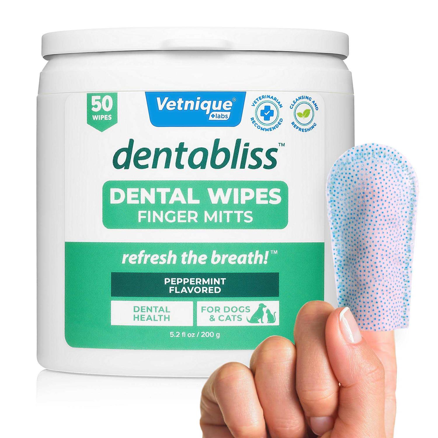 NEW! Dentabliss Daily Dental Wipes Finger Mitts 50 Count Jar - Healthber