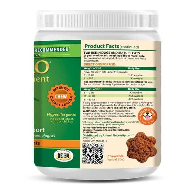 Ocu-GLO Vision Supplement Chewables for Small to Medium Dogs and Cats - Healthber
