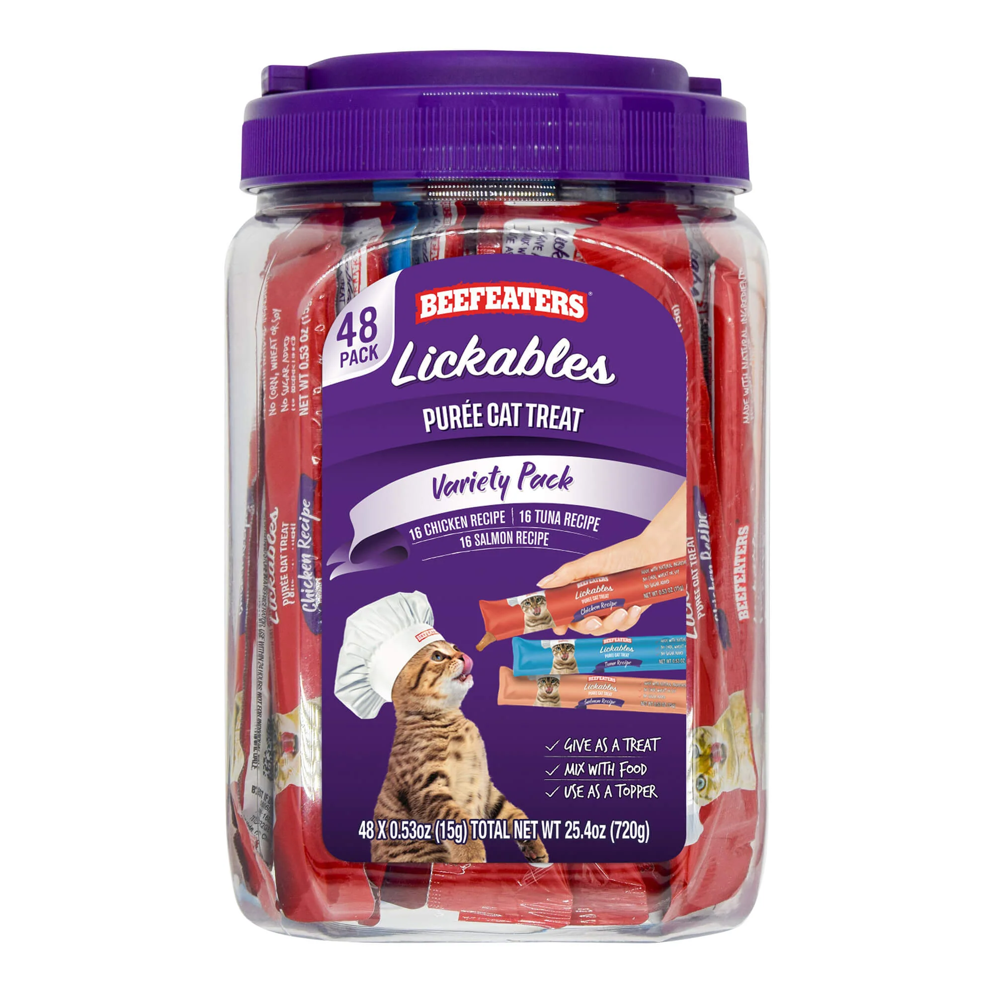 Lickables Puree Cat Treat Variety Pack, 48 ct Tub - Healthber