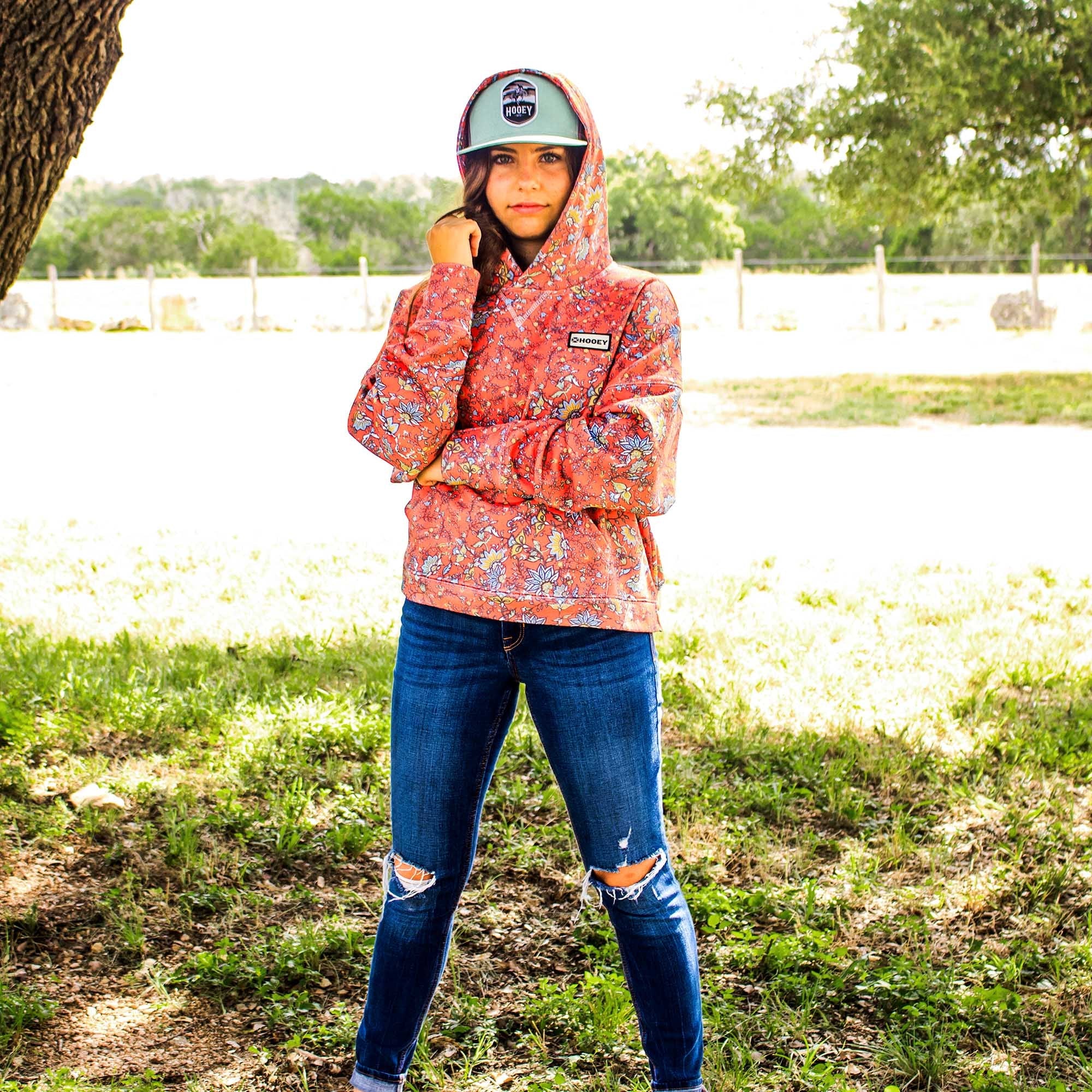 Hooey Roomy Ladies' Hoodie, Poppy Floral/Pink - Healthber