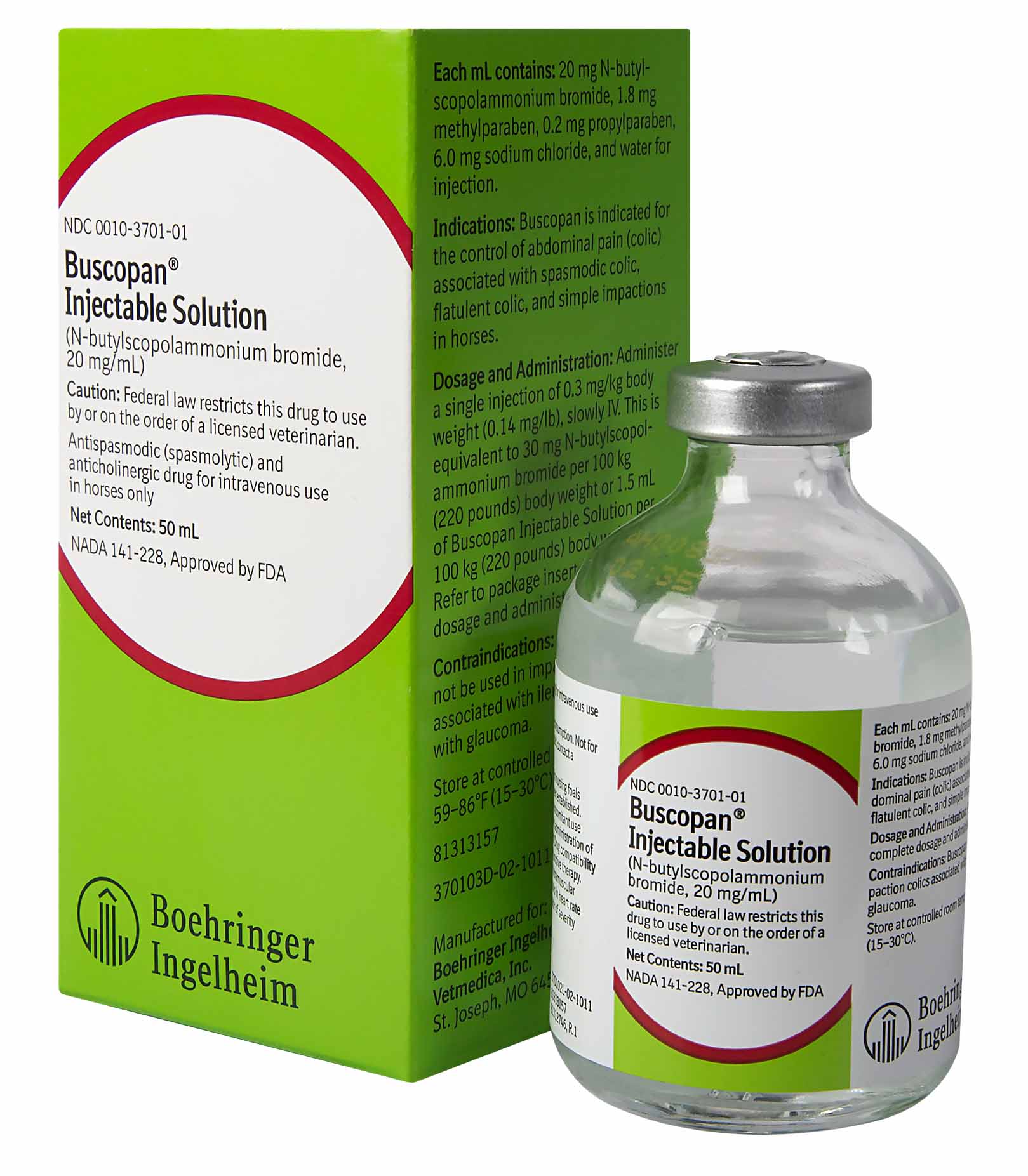 Rx Buscopan Injectable Solution for Horses, 50 mL - Healthber
