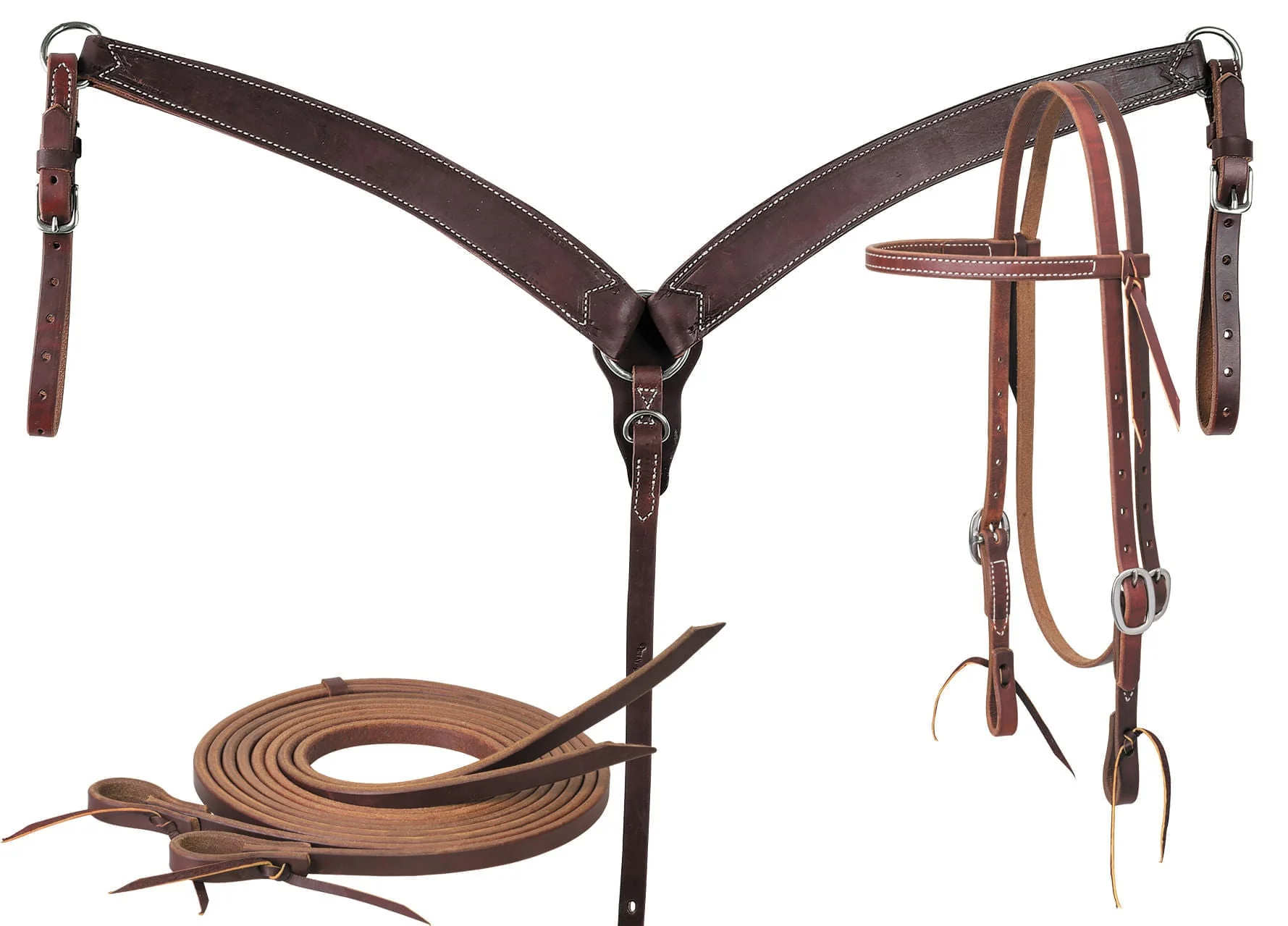 Oiled Harness Tack Set with Browband Headstall, Stainless Kit - Healthber