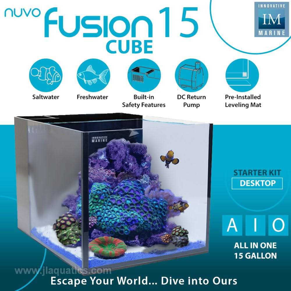 Innovative Marine 15 Nuvo Fusion AIO Cube Aquarium - Healthber