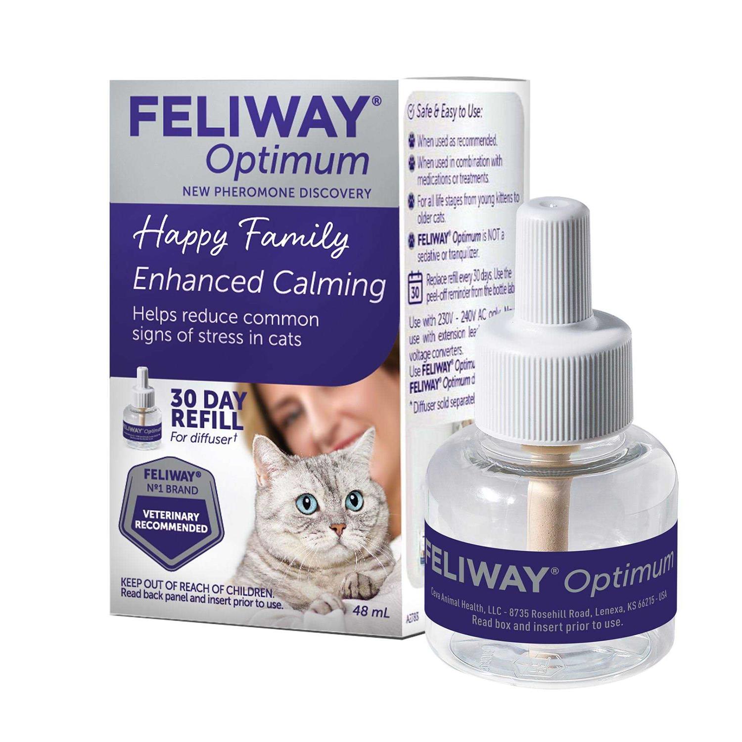Feliway Optimum Enhanced Calming Pheromone 30 Day Cat Diffuser Refill - Healthber