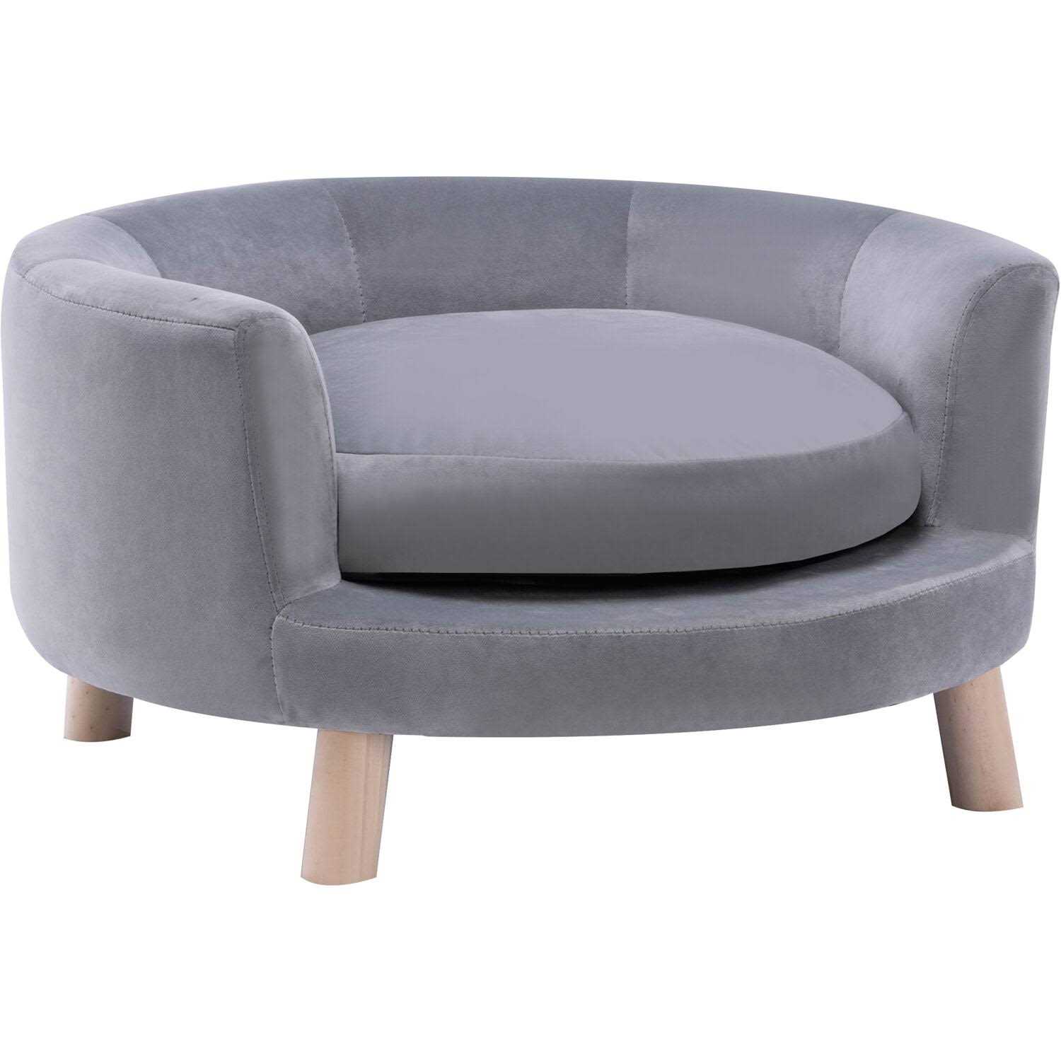 Critter Sitters 28-in. Elegant Faux-Velvet Circular Pet Bed for Small to Medium-Sized Dogs and Cats - Healthber