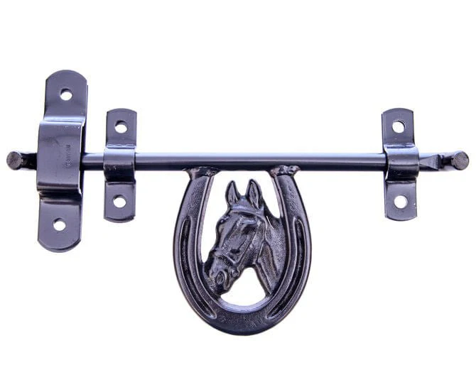 Fancy Horse Head Barn Door Latch, Black - Healthber
