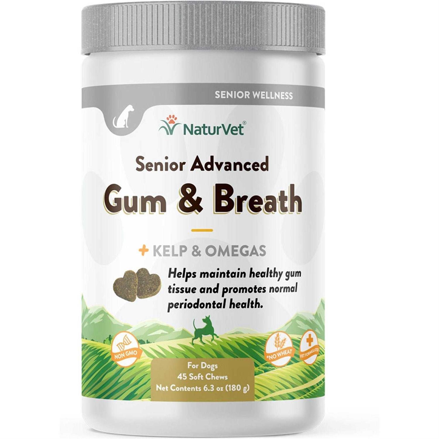 NaturVet Senior Advanced Gum & Breath Soft Dog Chews - Healthber