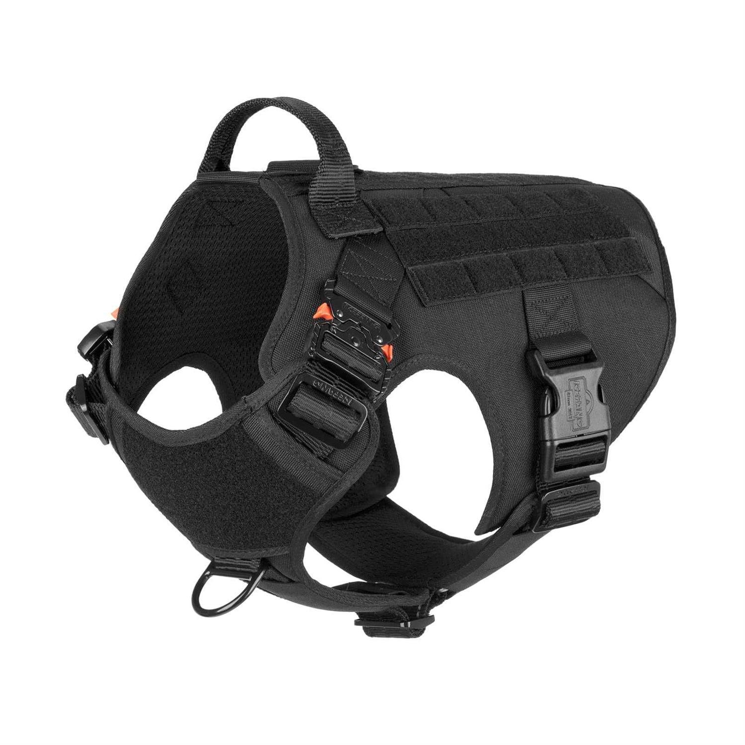 Icefang Tactical Dog Harness Size,2X Metal Buckle,Working Dog MOLLE Vest with Handle,No Pulling Front Leash Clip,Hook and Loop Panel - Healthber