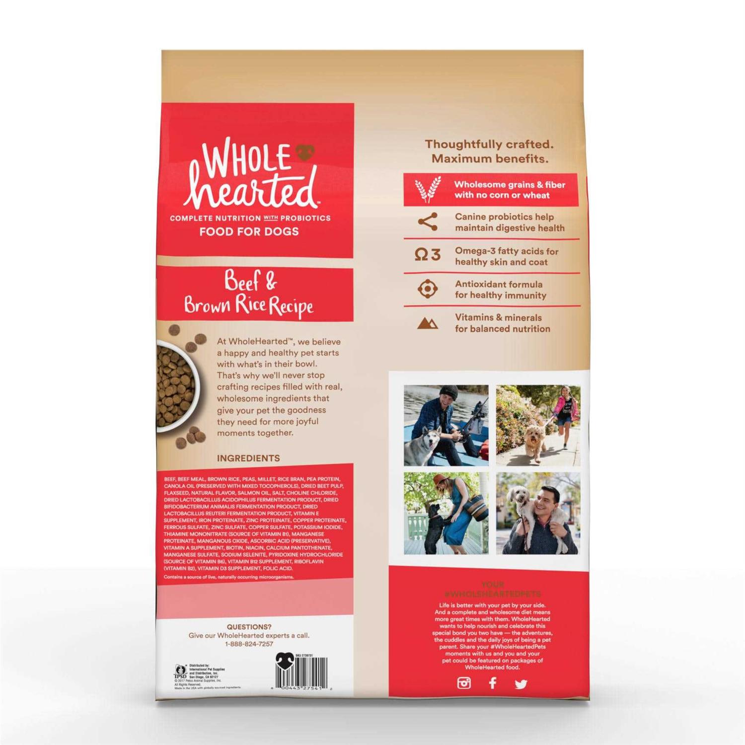 WholeHearted All Life Stages Beef and Brown Rice Recipe Dry Dog Food - Healthber