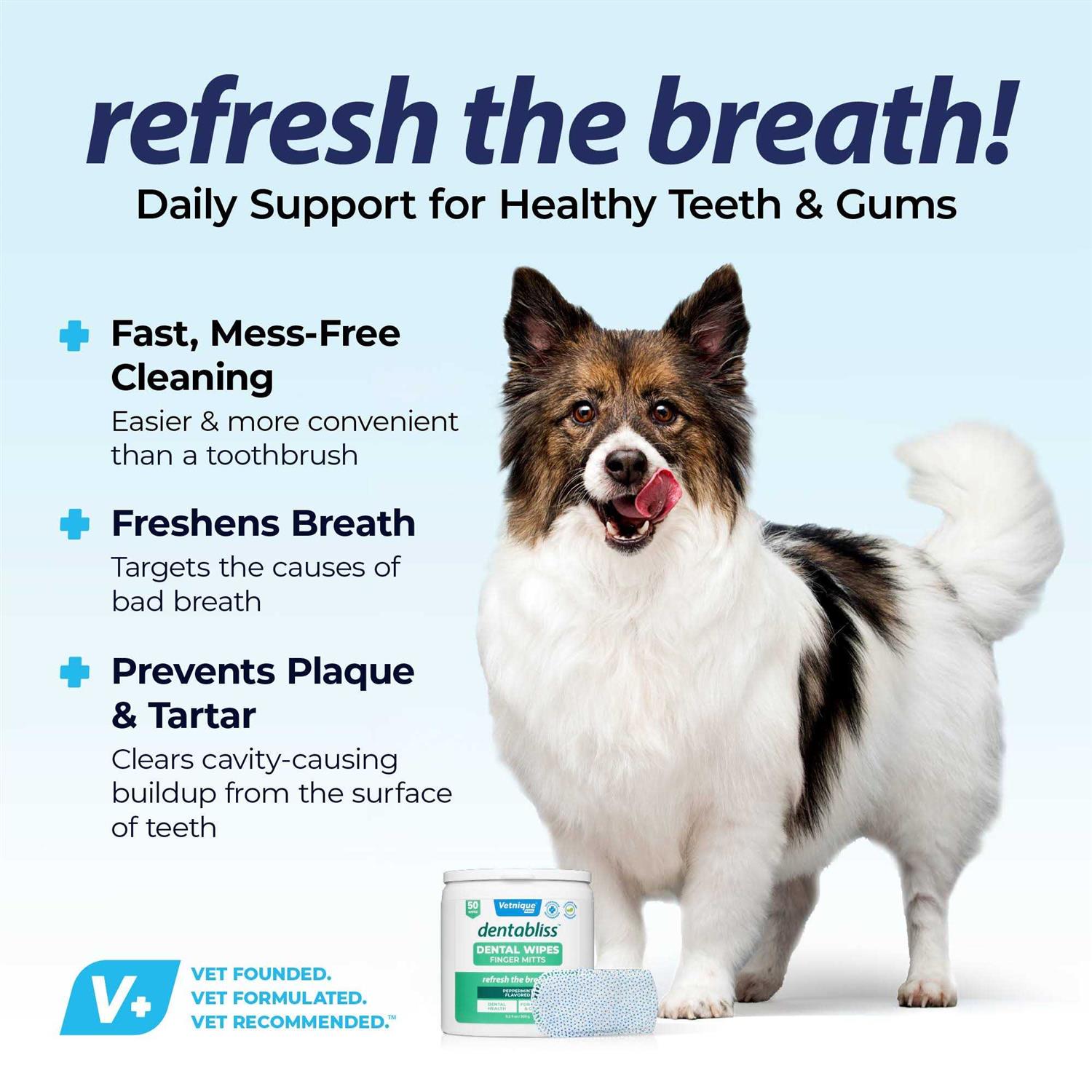 NEW! Dentabliss Daily Dental Wipes Finger Mitts 50 Count Jar - Healthber