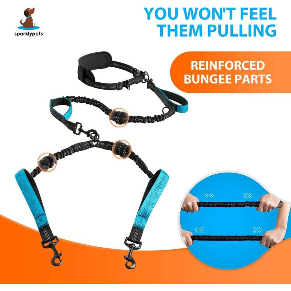 SparklyPets Hands Free Double Dog Leash Dual Dog Leash for Medium and Large Dogs - Healthber